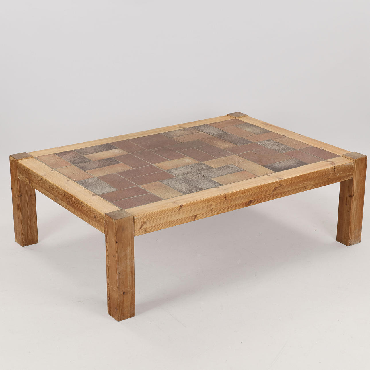 BRITT SALLINGBOE. Coffee table with solid pine frame, table top with slate stone, Denmark, 1980/1990s.