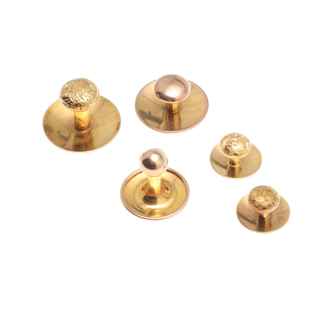 FIVE GOLD DRESS STUDS. Jewellery & Gemstones - Objet de vertu &  Miscellaneous - Auctionet