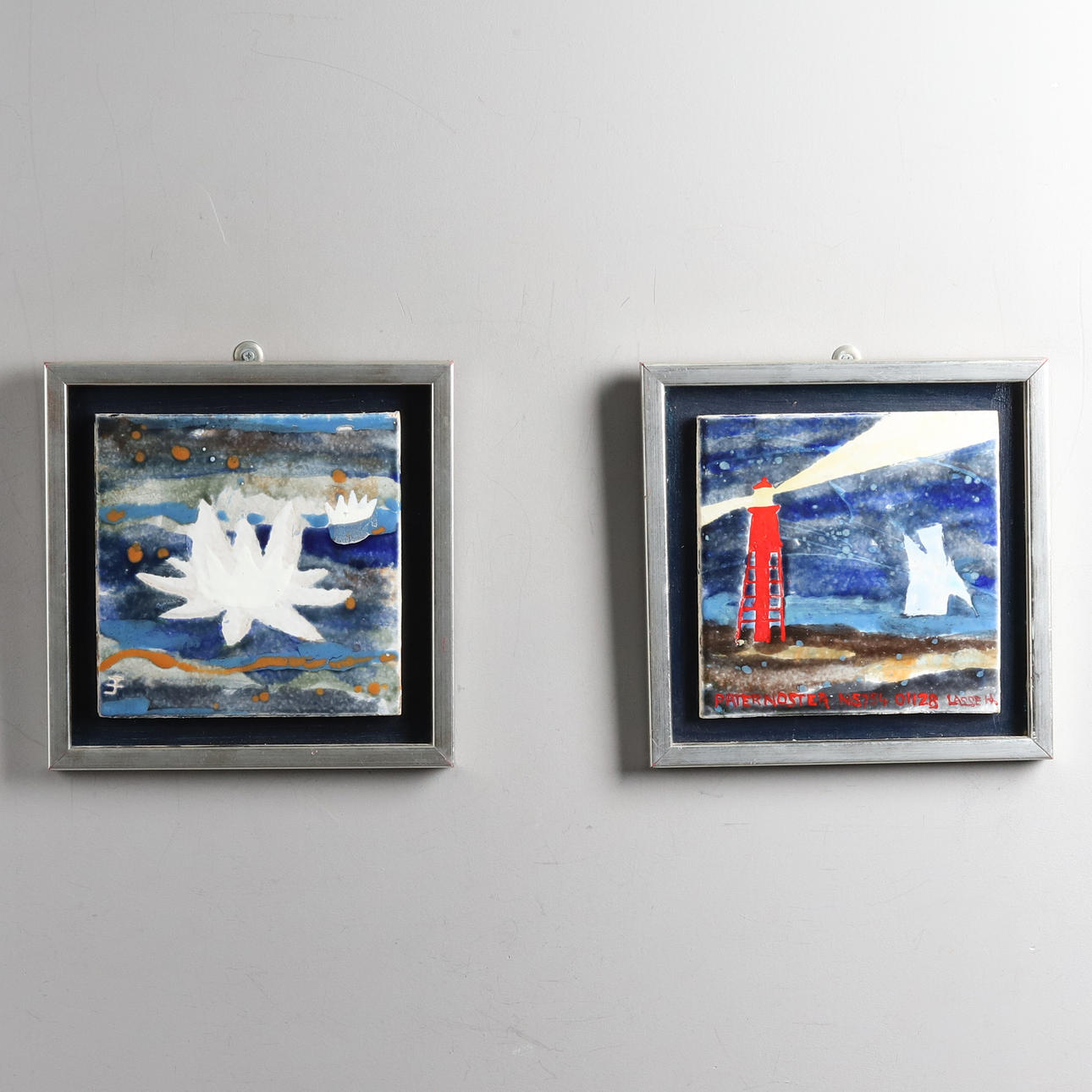 OIDENTIFIERAD KONSTNÄR. WALL RELIEFS. 2 pcs. Ceramics, signed/monogram signed.