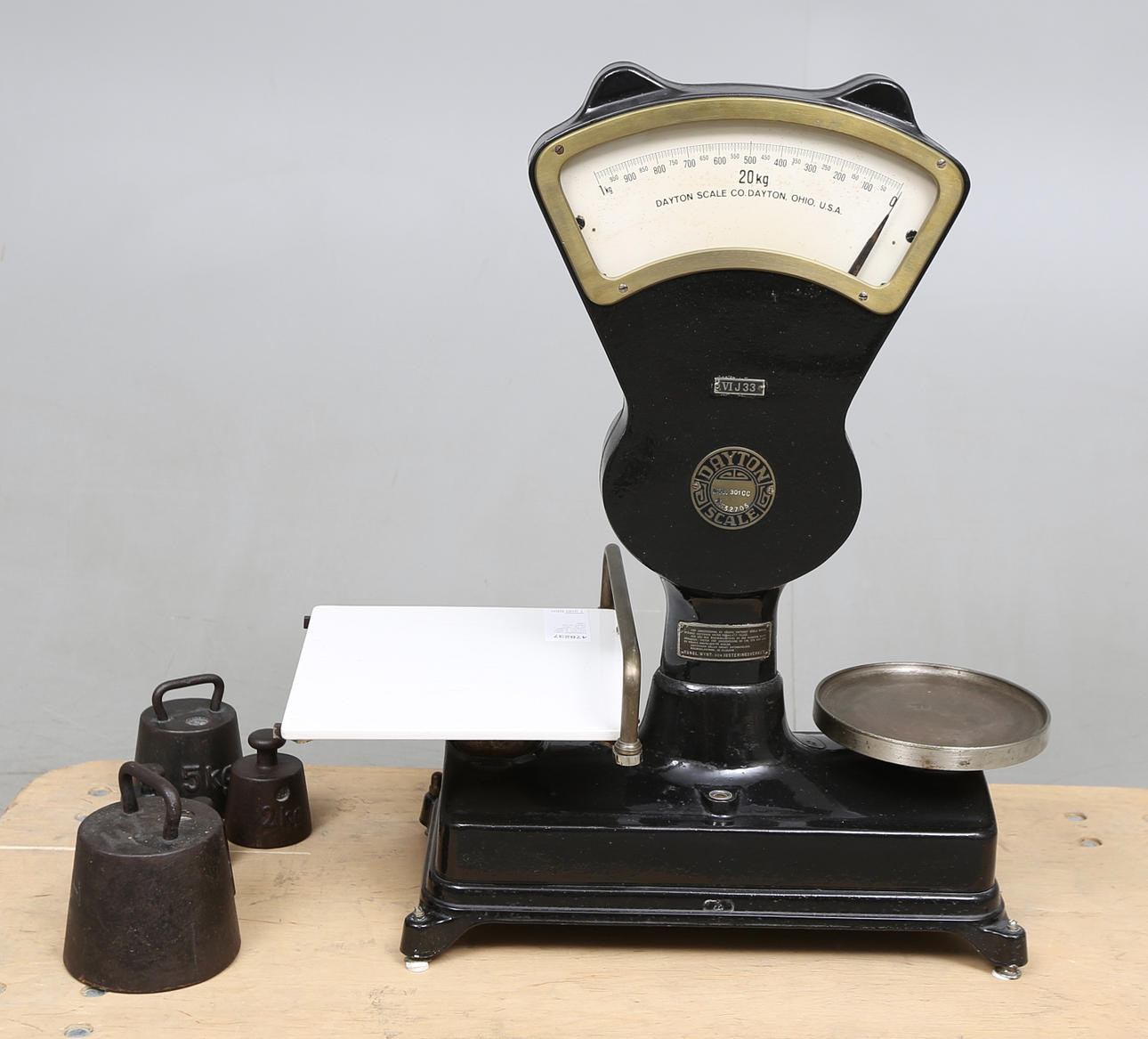 TORGVÅG med VIKTER, 6 delar. "Dayton Scale", 20 kg.1900-talets första hälft.