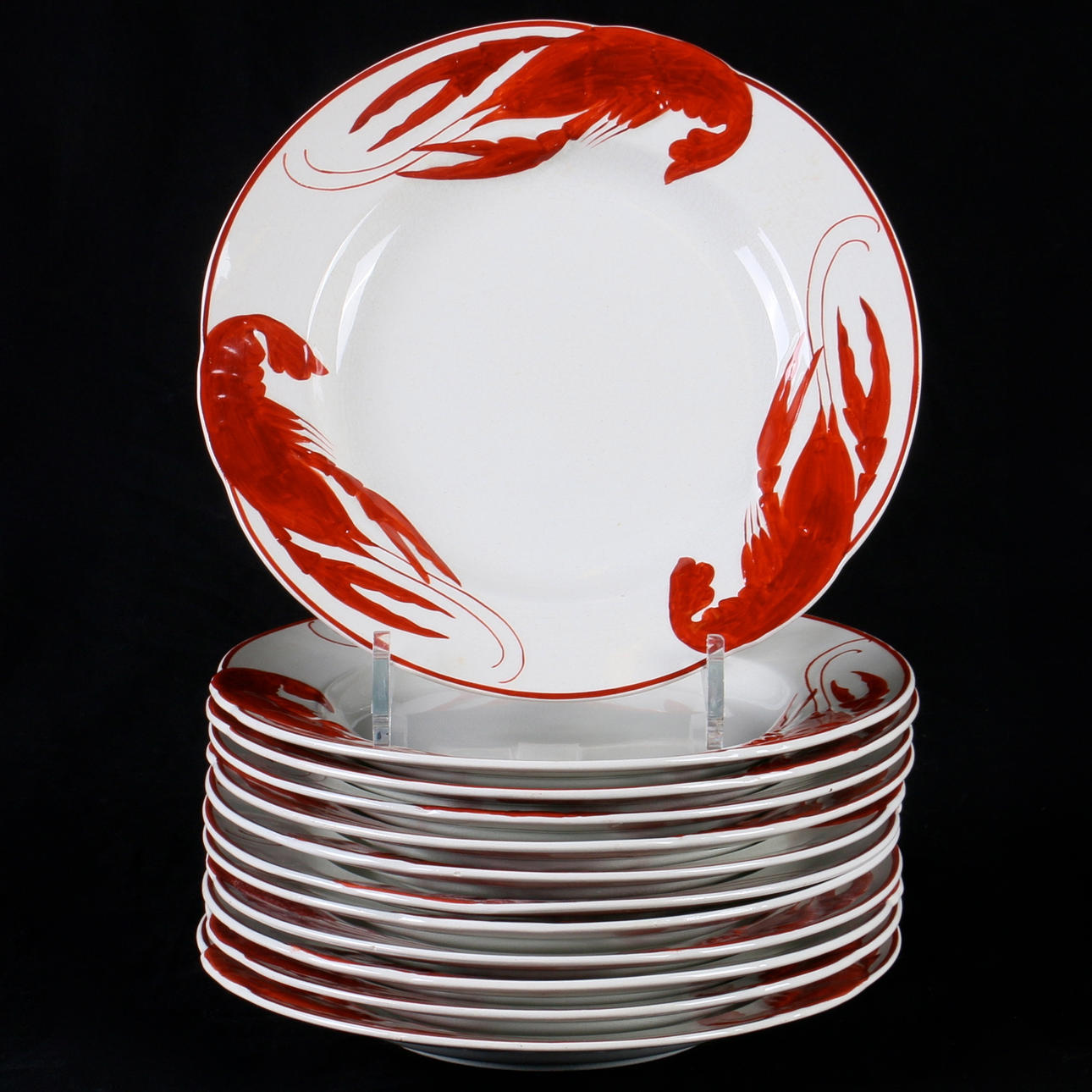 KRÄFTTALLRIKAR, 12 delar, flintgods, Rörstrand, 1900-talets början.