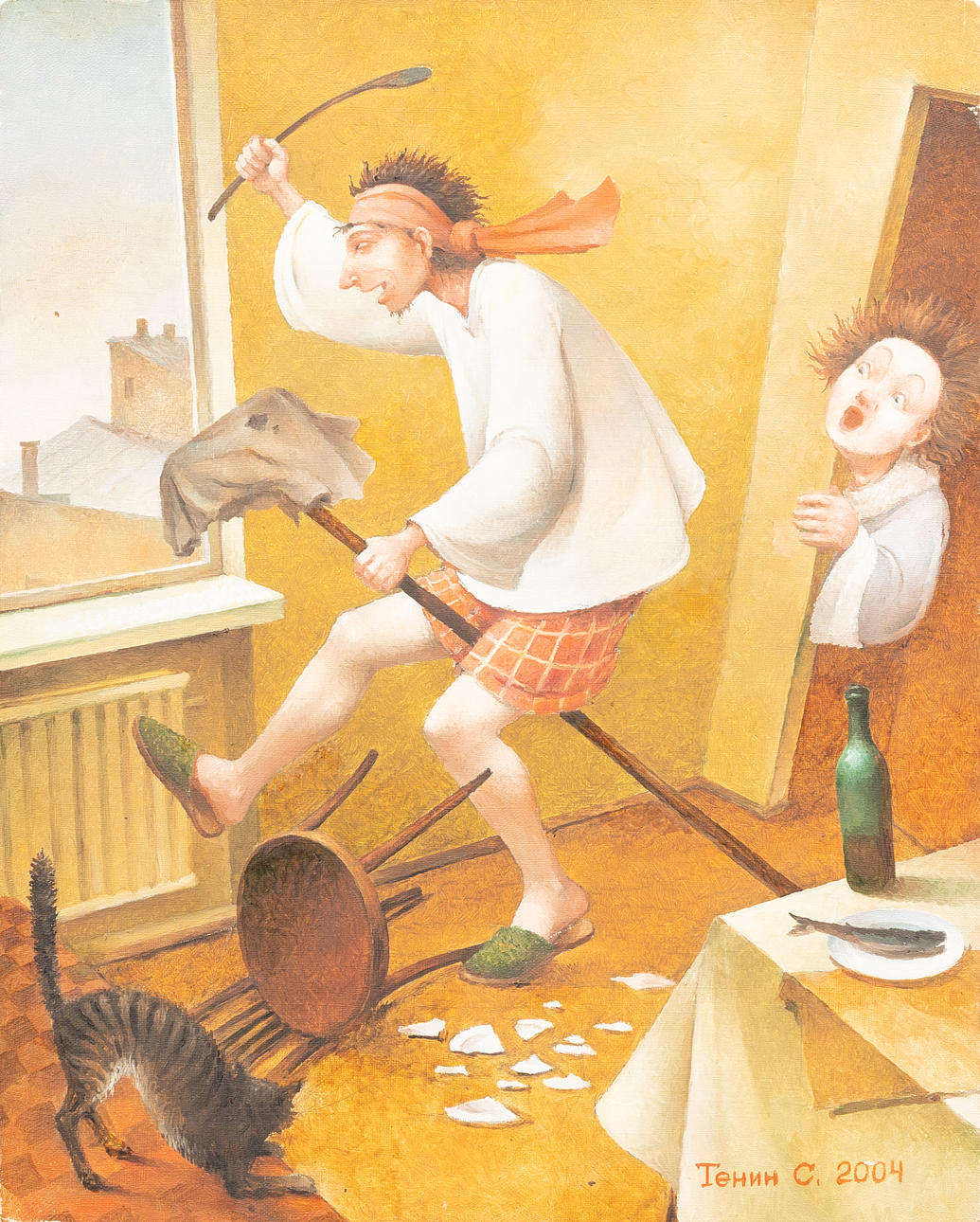 OIDENTIFIERAD KONSTNÄR. Composition, oil on canvas, signed S Tenin.