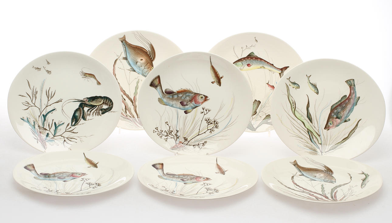 TALLRIKAR, 8 st, porslin, "Fish", Johnson Bros, England.