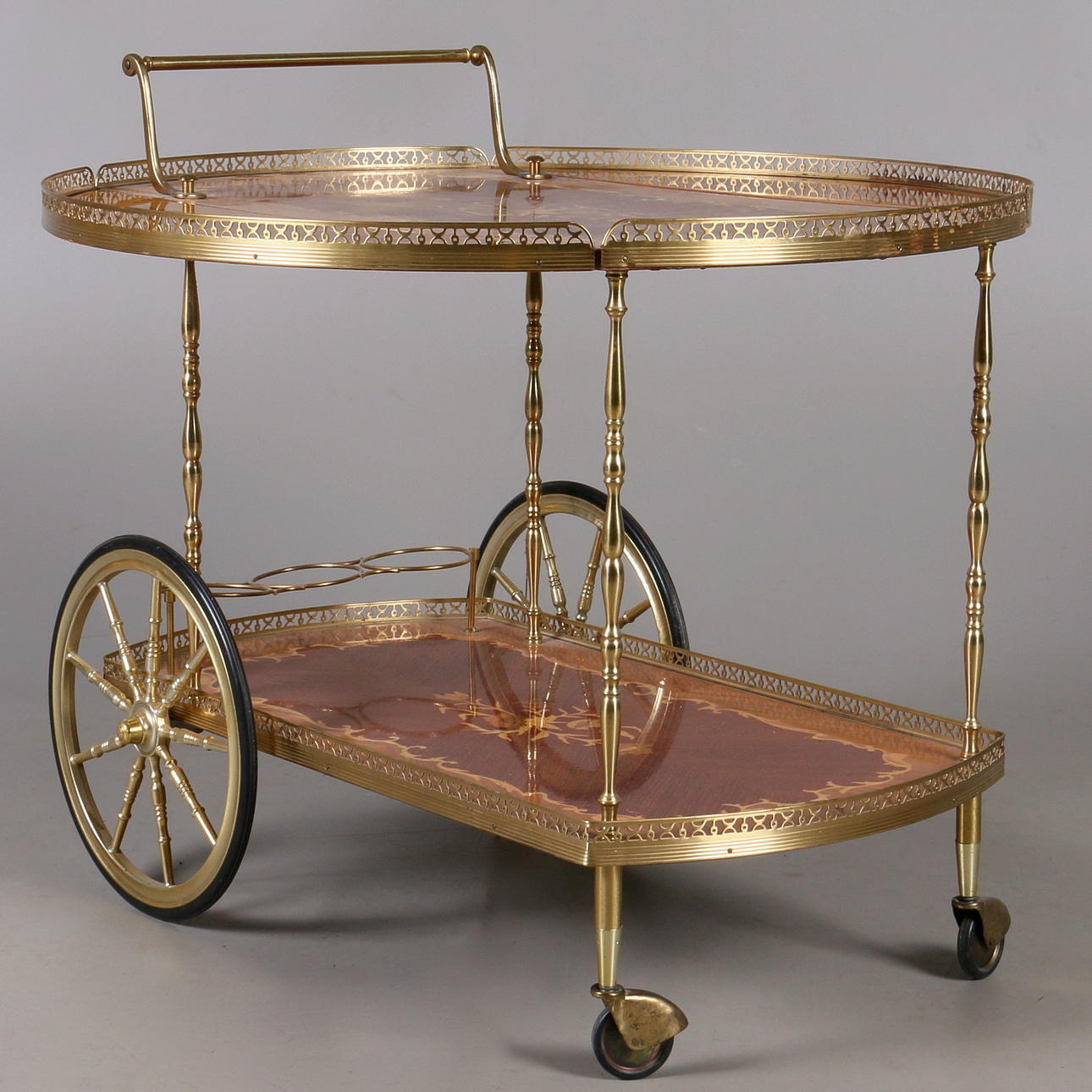 SERVERINGSVAGN, trä, intarsia, 1900-tal.