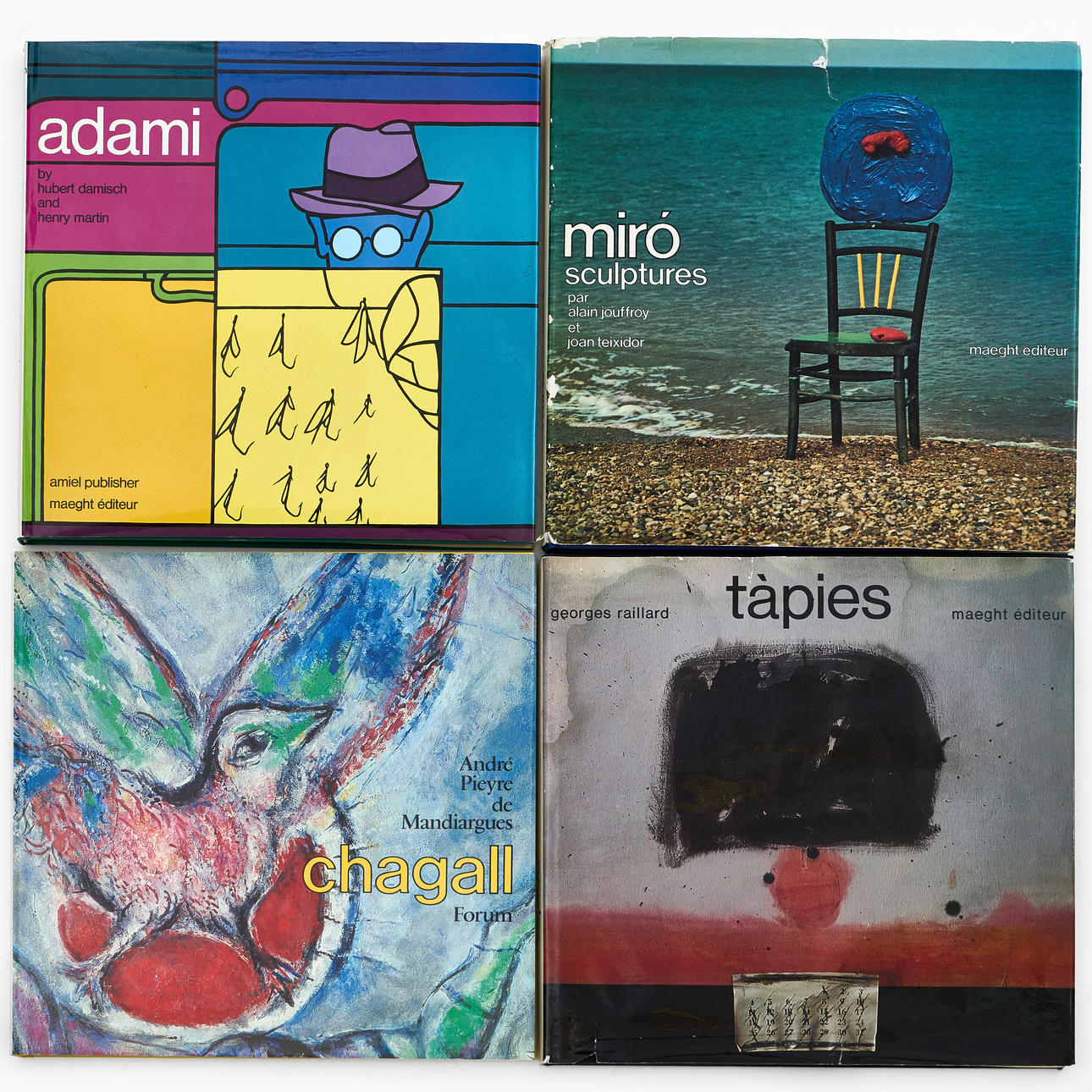 KONSTBÖCKER, 4 vol. Tapies - Miro - Chagall - Adami.