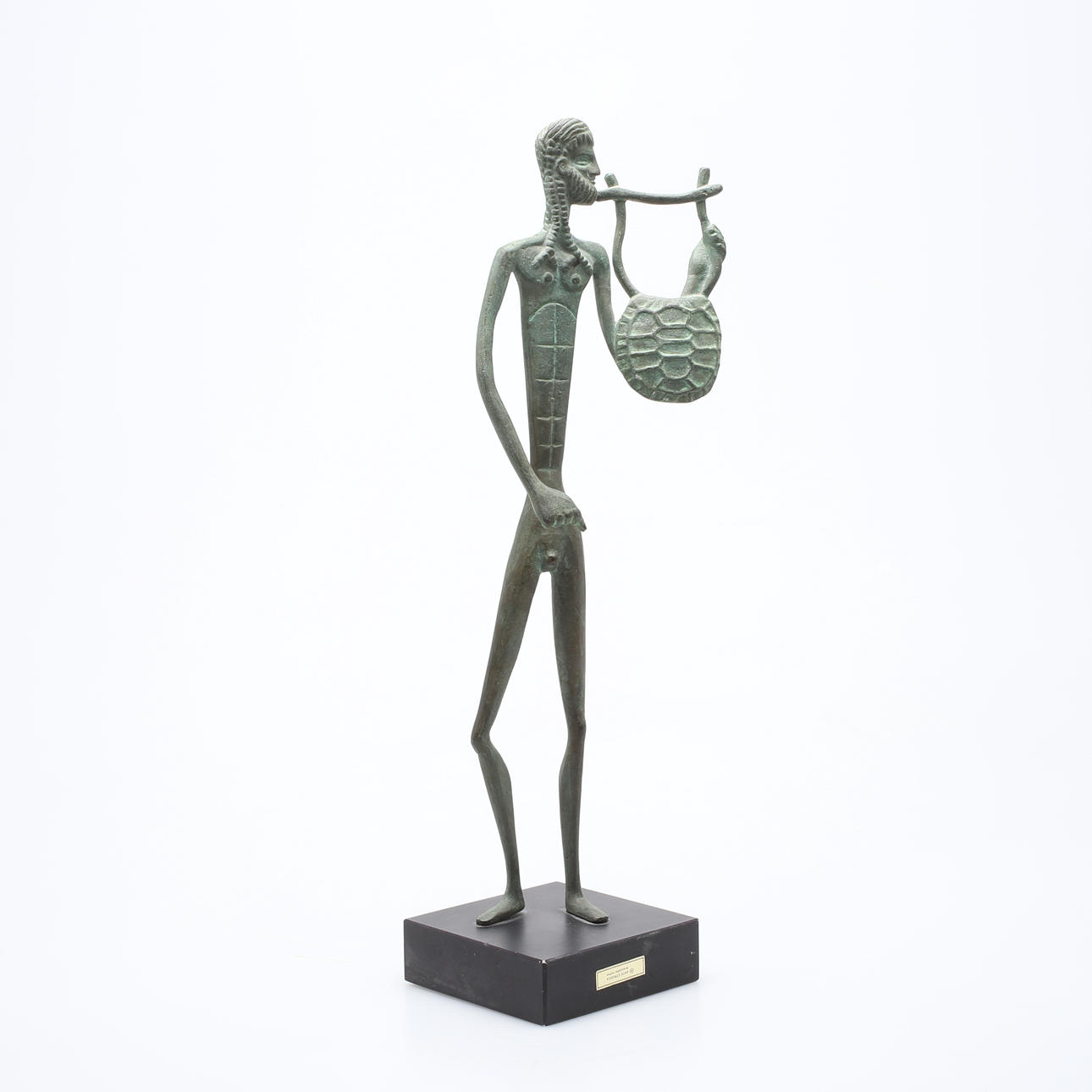 SKULPTUR i brons, etruskisk man, 1900-tal, osignerad.