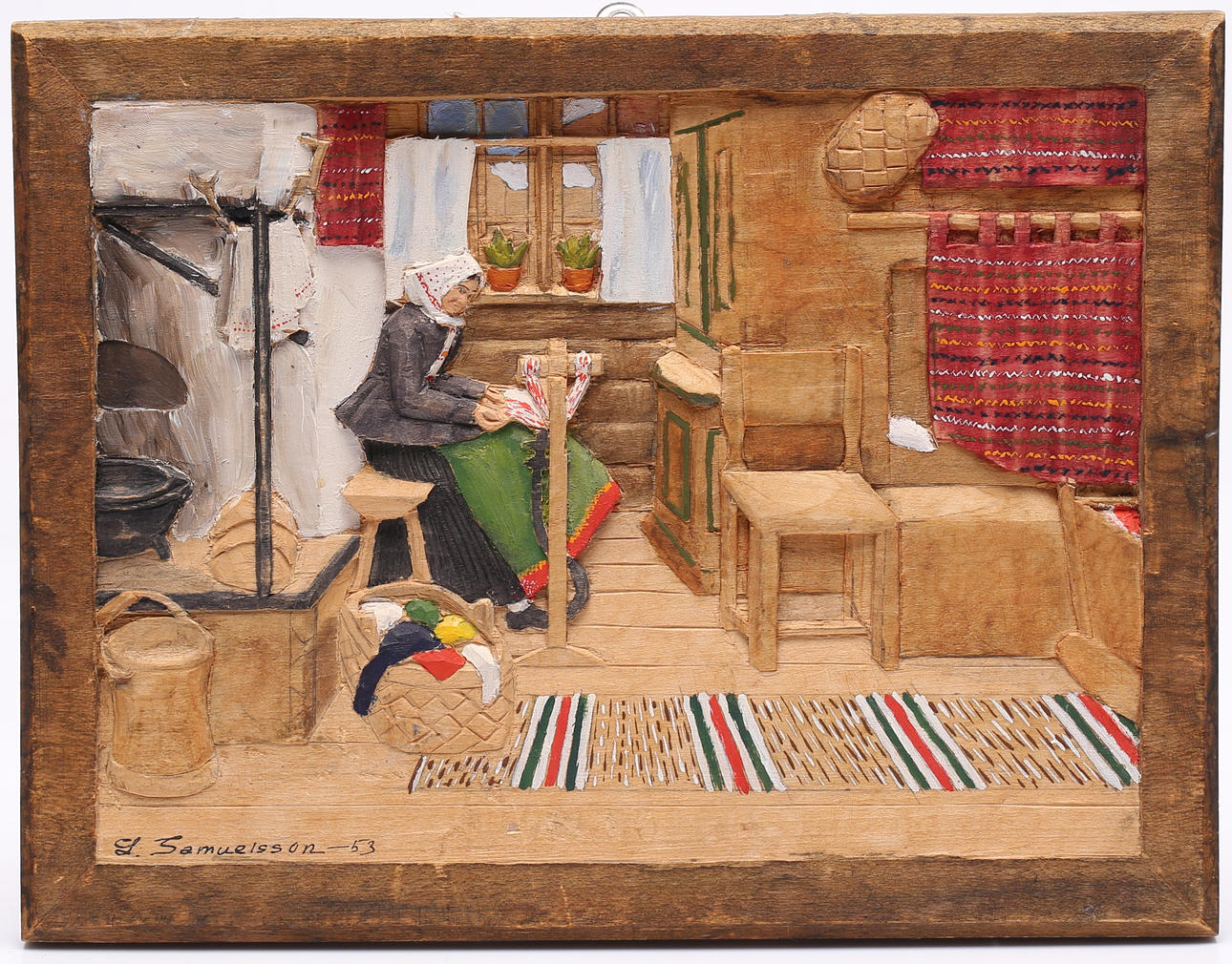 RELIEF, wood, signed G. Samuelsson, dated -53.
