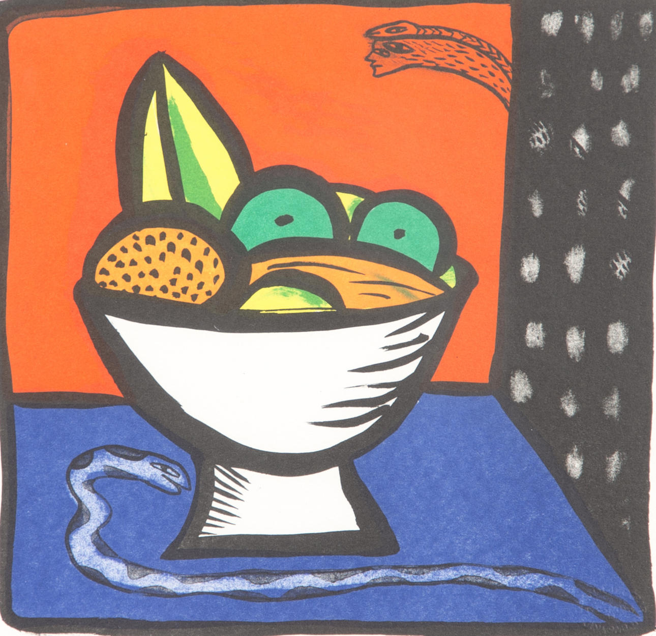 ULRICA HYDMAN VALLIN. Fruktskål, färglitografi, signerad Ulrica HV.