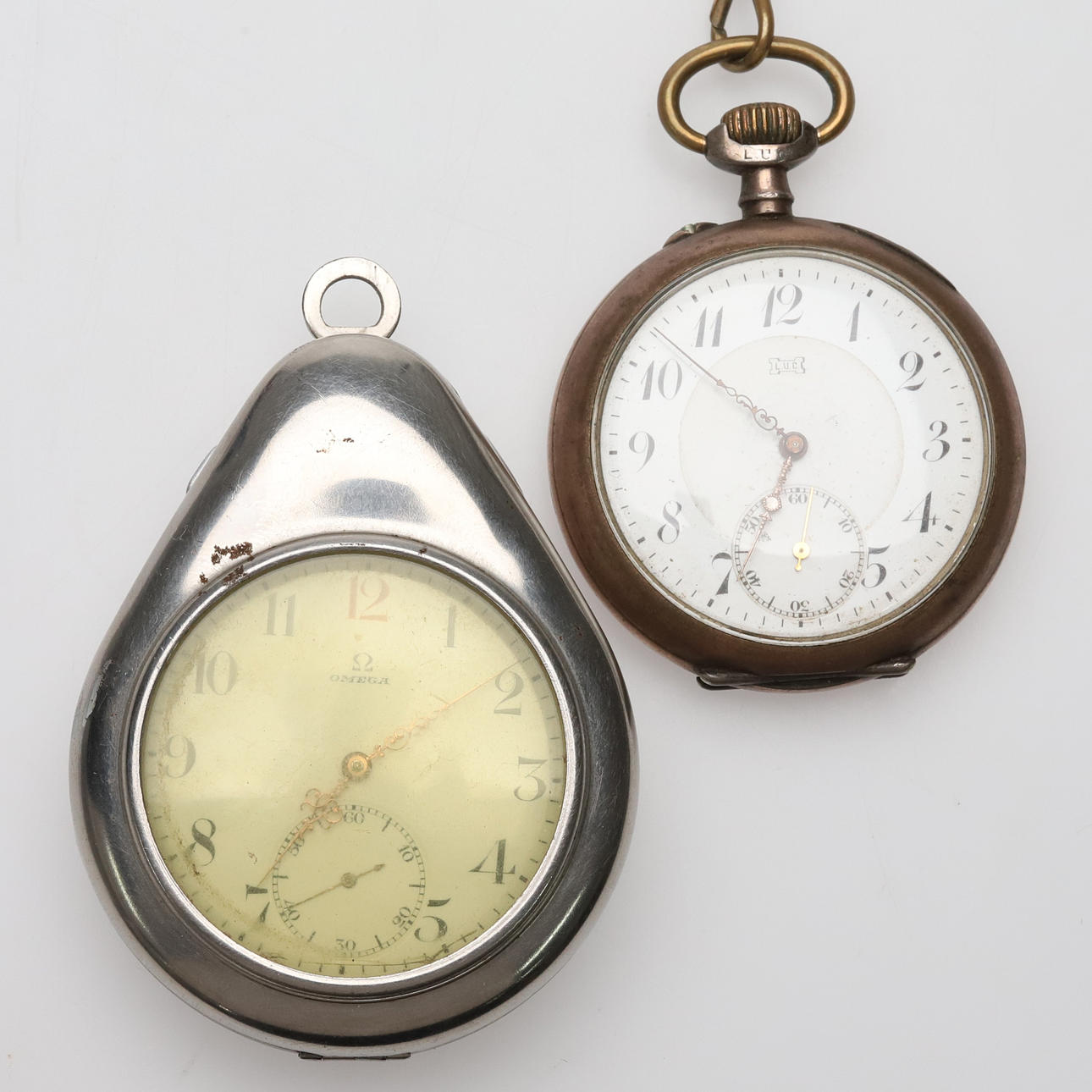 Pocket watch, silver, Omega & LUC.
