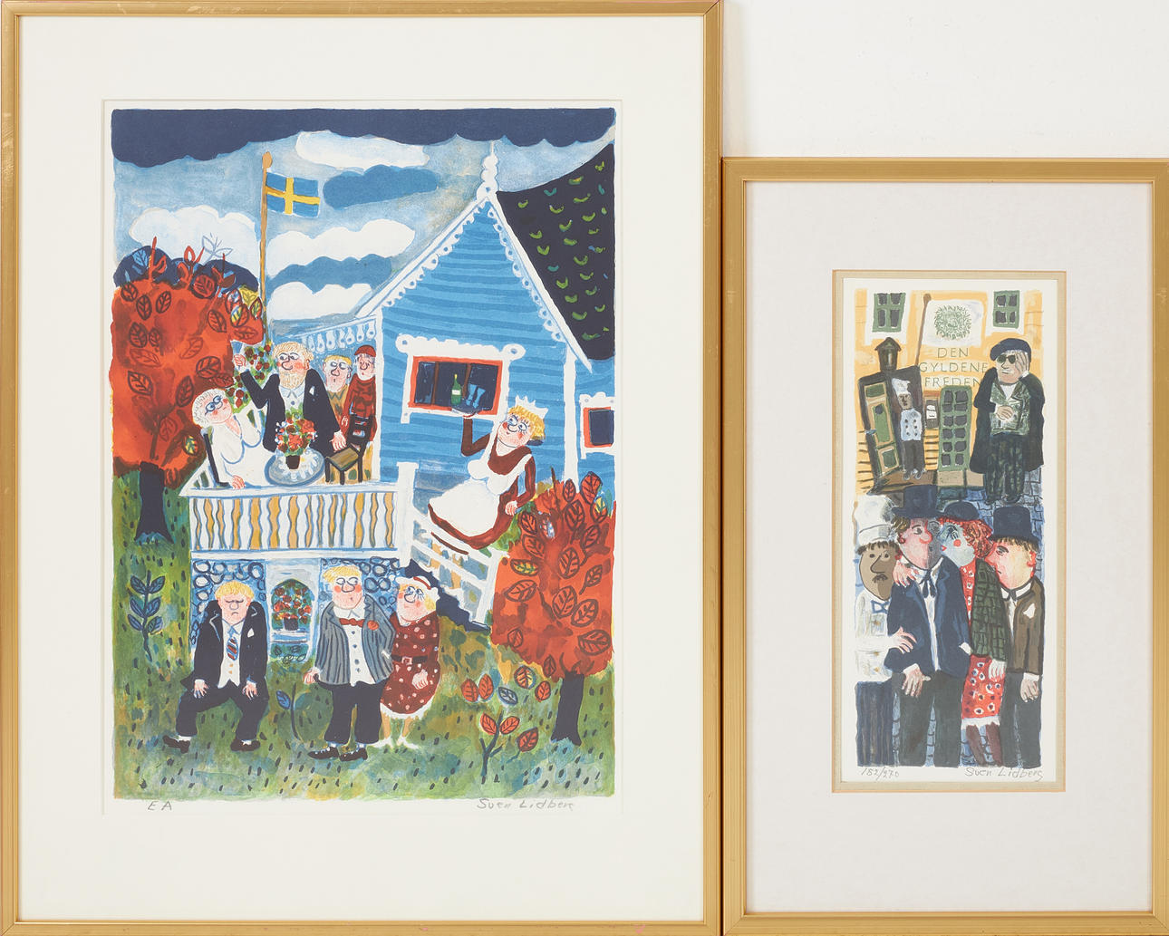 Sven Lidberg リトグラフ　スウェーデン画家 SVEN LIDBERG. 2 pcs, “Den Gyldene Freden”, “Kalaset”, colour