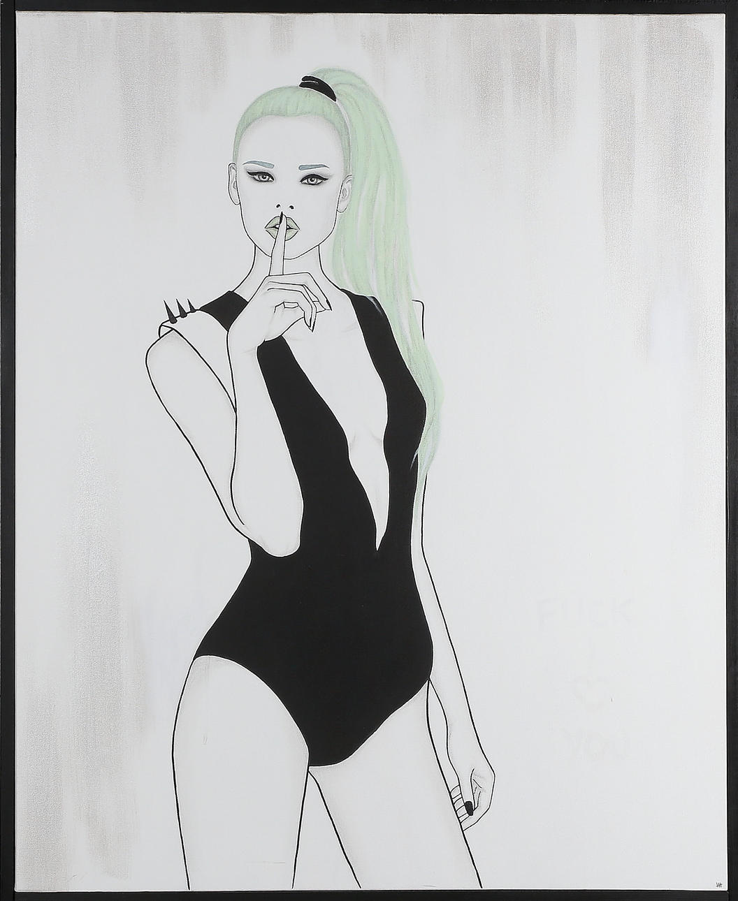 HANNA HEDÉN. "Fuck You", akryl på duk, signerad H H i nedre höger hörn.