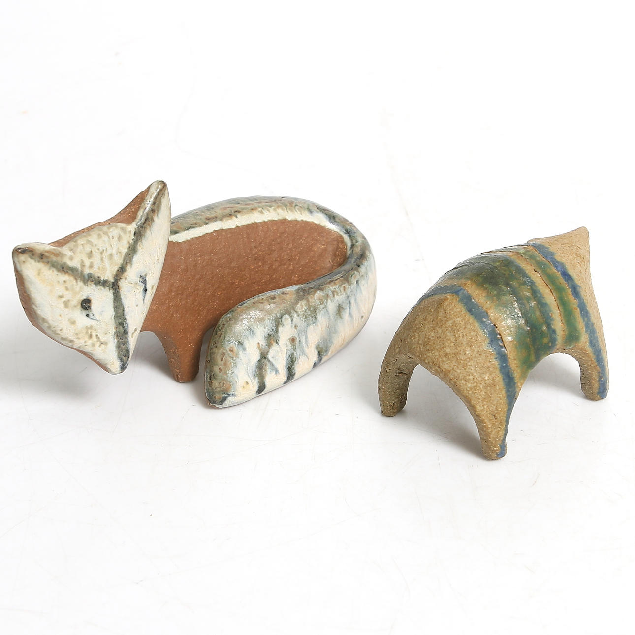 FIGURINER, 2 st stengods, bl.a. "Räv", ur serien "Lilla Zoo", Lisa Larson, Gustavsberg, 1900-tal.