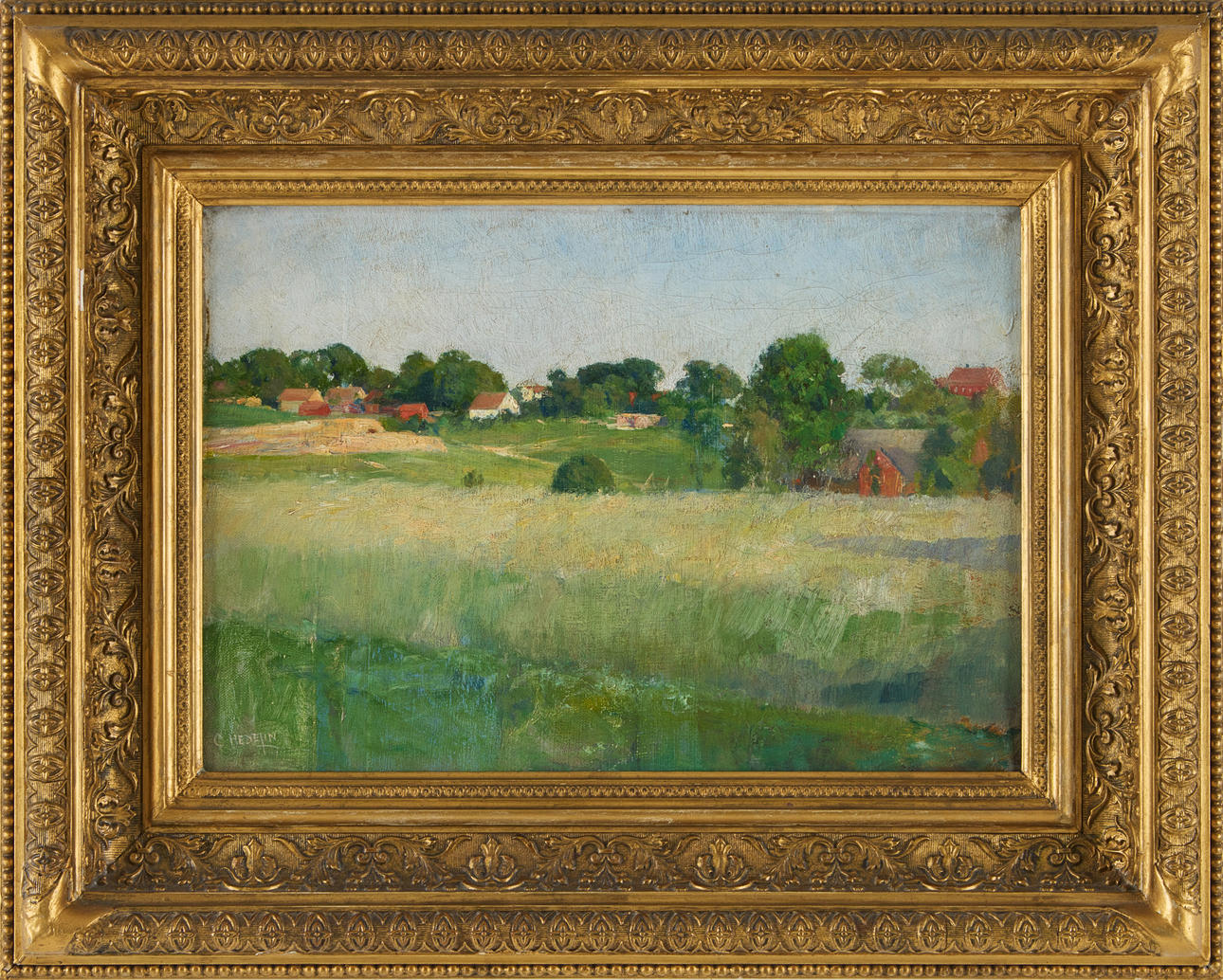 CARL AXEL HEDELIN. Landscape with cottages, oil on canvas, signed. Art ...