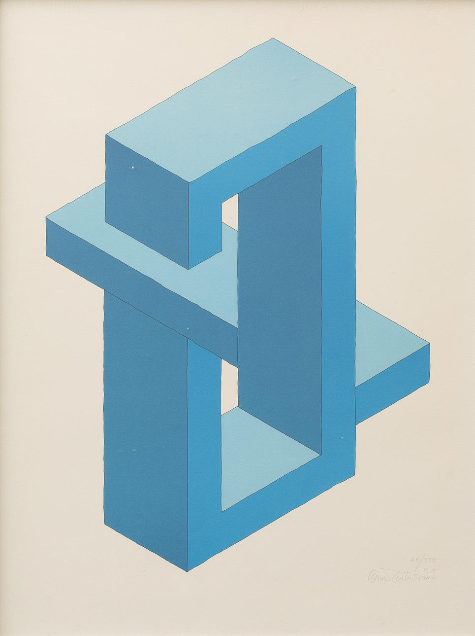 OSCAR REUTERSVÄRD. 'Impossible figure', lithograph, no 48/200, signed.