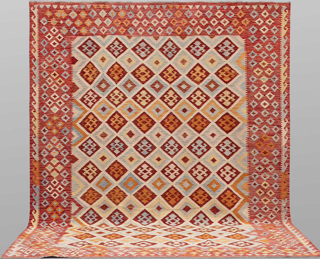 ORIENT CARPET. Kelim classic design, 351 x 247 cm.