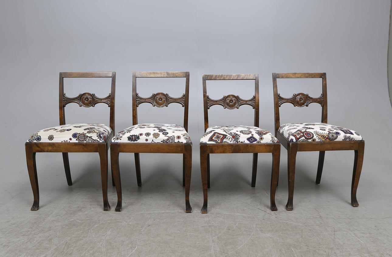 STOLAR, 4 st, Art deco, märkta E. Pettersson, Gefle möbelfabriksaffär, 1930-tal.