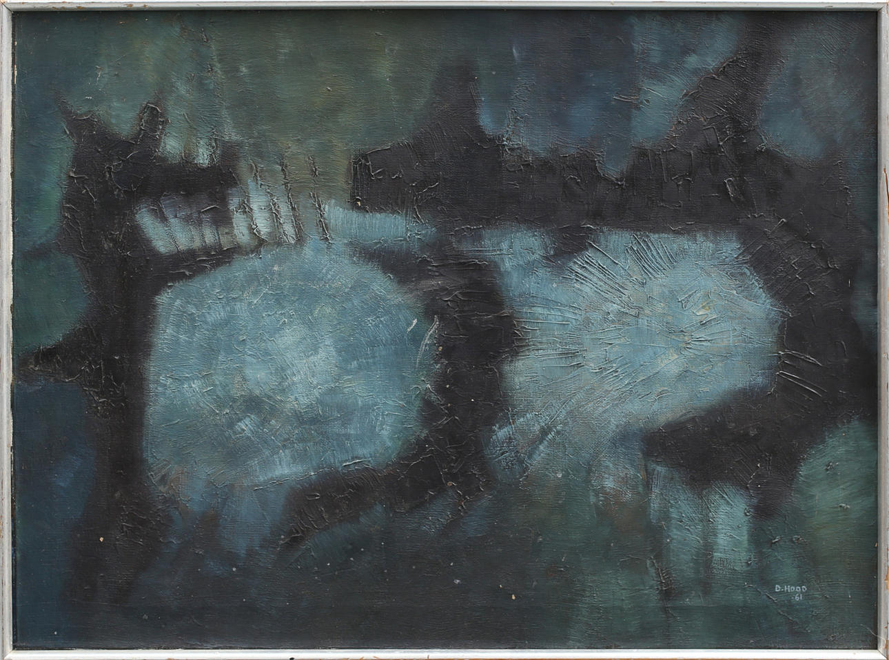 DITTI HOOD. Abstrakt motiv, olja på duk, signerad och daterad D Hood -61.