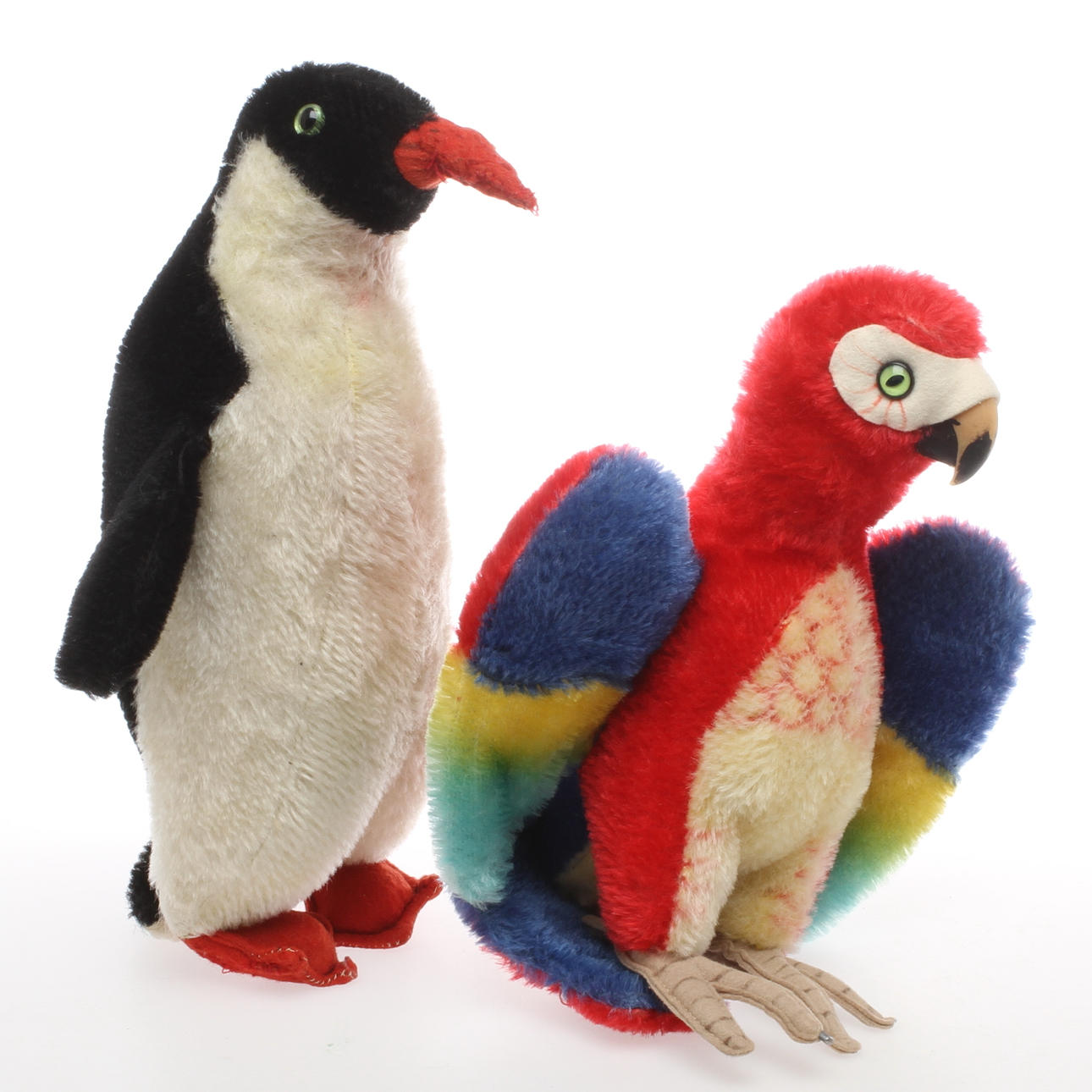 STEIFF, "Lora" papegoja, märkt samt PINGVIN, troligen Hermann.