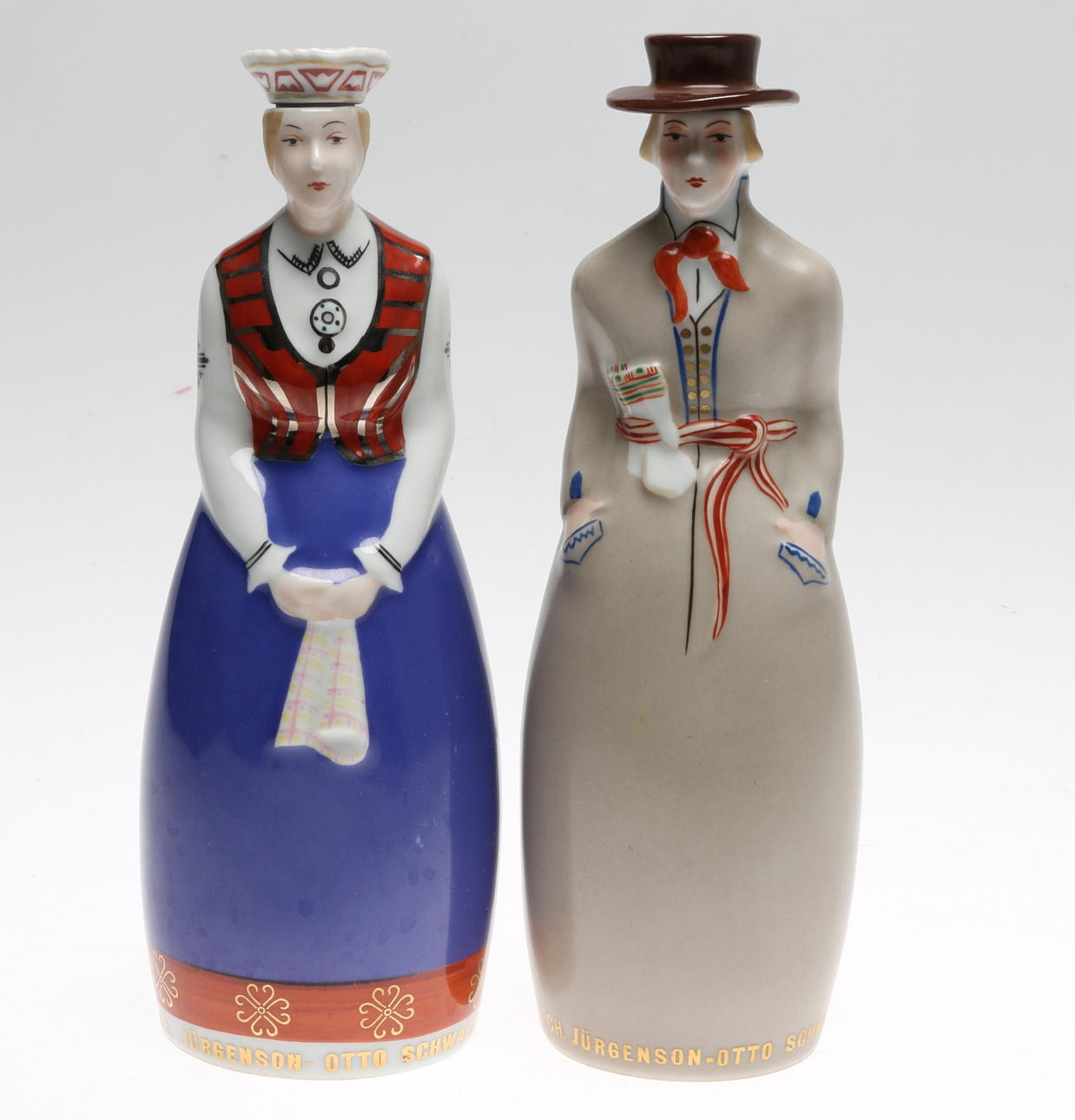 KARAFFER, 1 par, porslin, Jessen, Riga, 1900-tal.