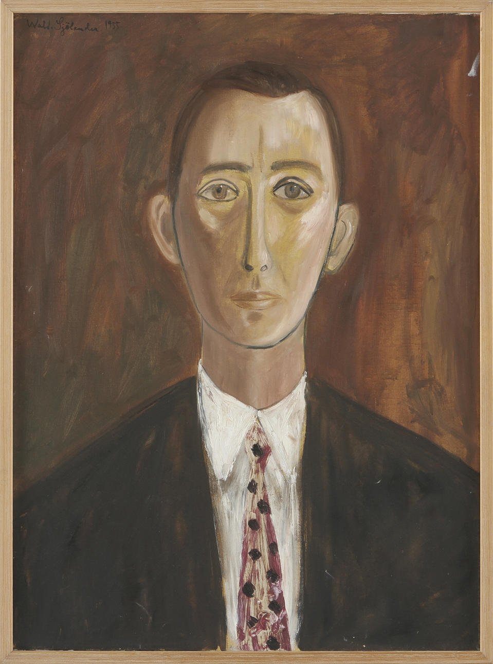WALDEMAR SJÖLANDER. Olja på duk, signerad 1955. Självporträtt.