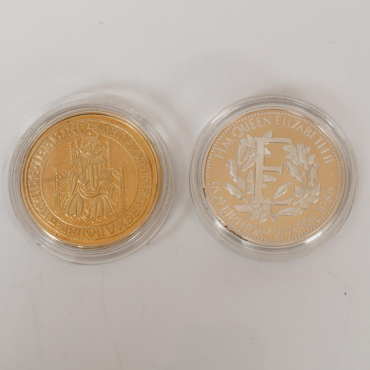 TWO COMMEMORATIVE SILVER CROWNS (2).