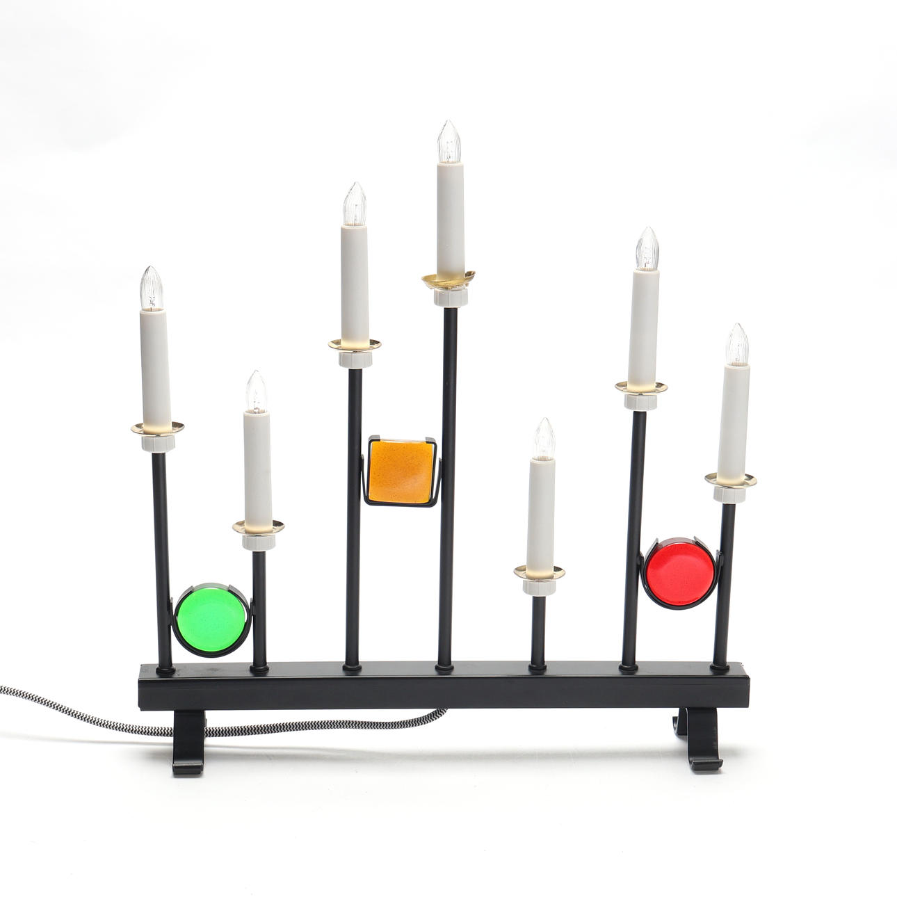 ELEKTRISCHER KERZENSTÄNDER. Metall, 7 Kerzen, Glas, Retro-Stil. Beleuchtung & Lampen - Kerzenleuchter