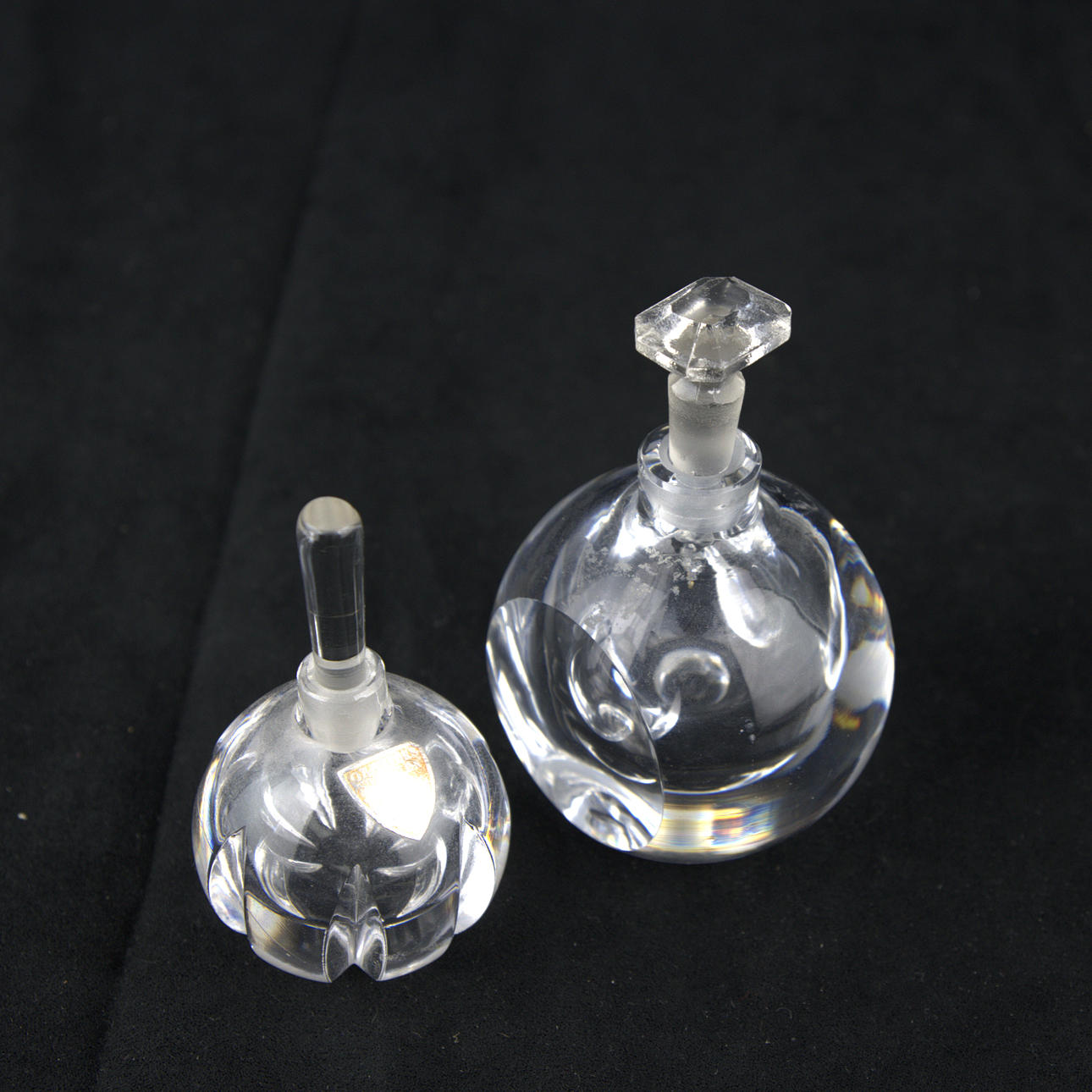 Perfume bottles, 2 pcs, Orrefors, marked by.