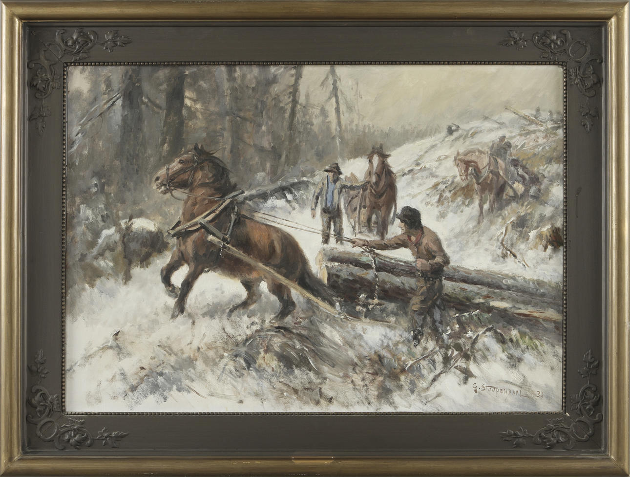 GEORG STOOPENDAAL. Olja på duk, signerad -31. Timmerfora.