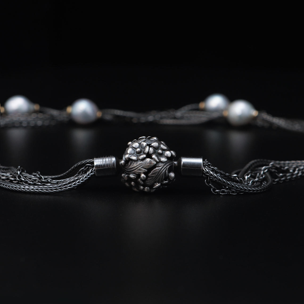 BIRGITTE MUNCH. Necklace, silver, cultured pearls.