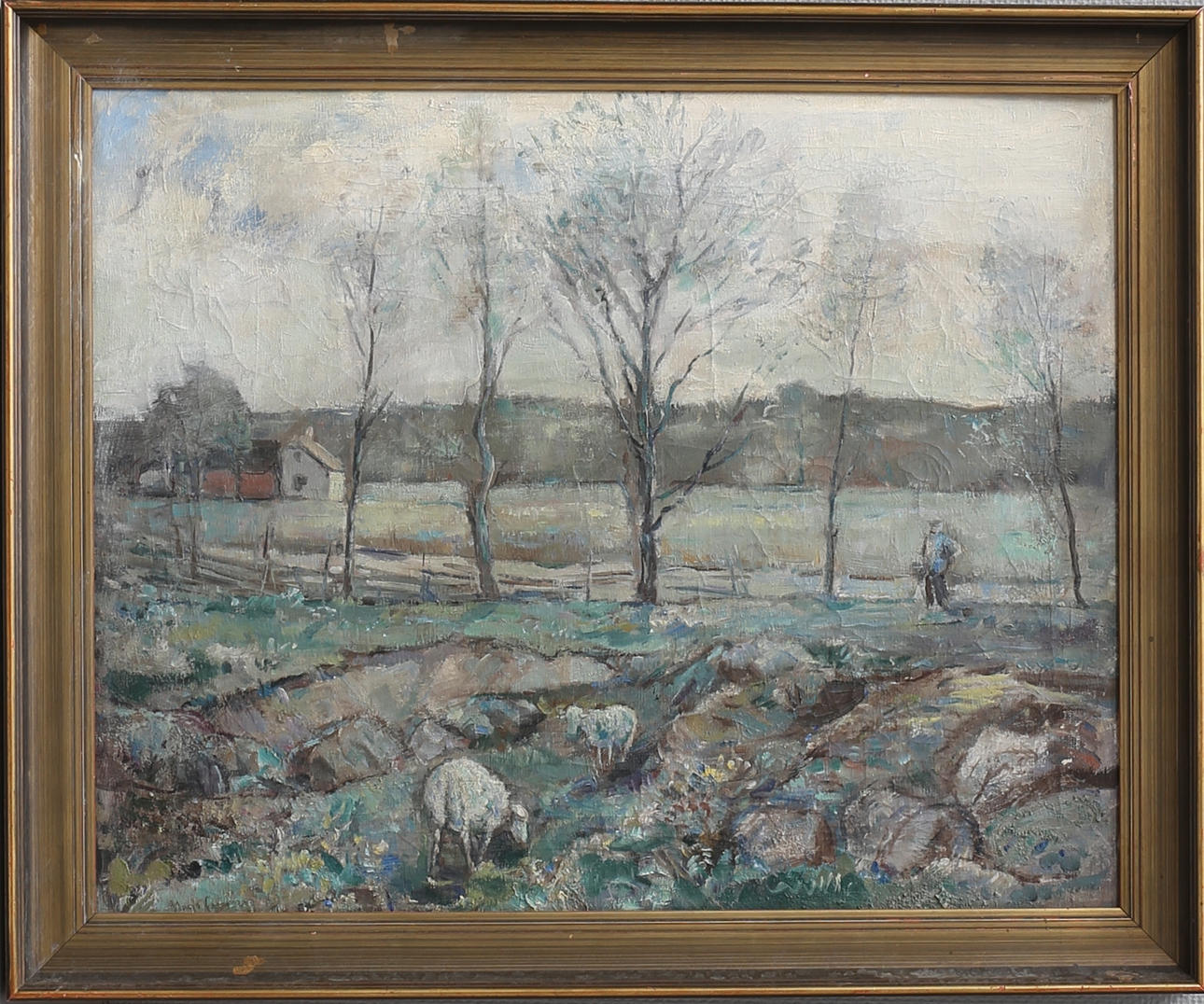 HUGO CARLBERG. "Vårdag, Småland". Olja på duk, signerad.