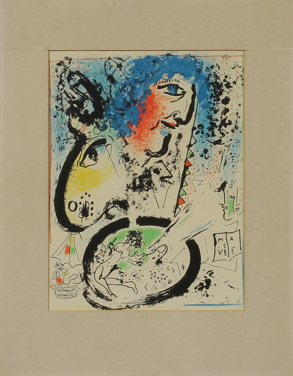 MARC CHAGALL. Figurscen, litografi, efter.