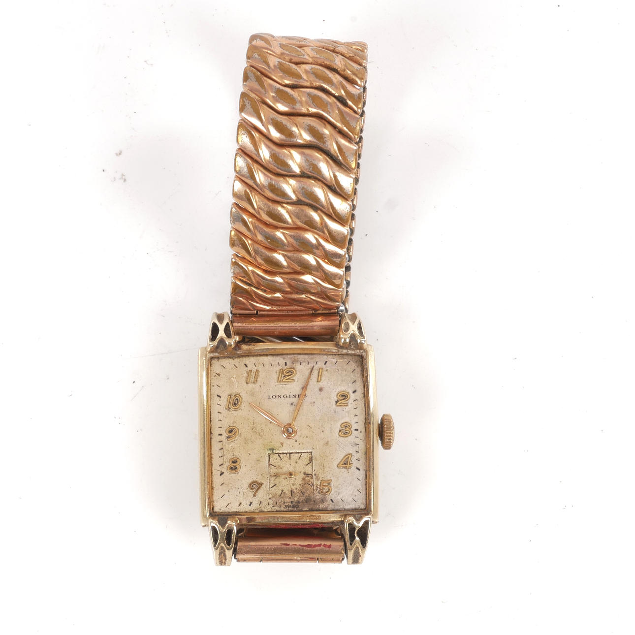 LONGINES. Wristwatch, 14K gold, defective.