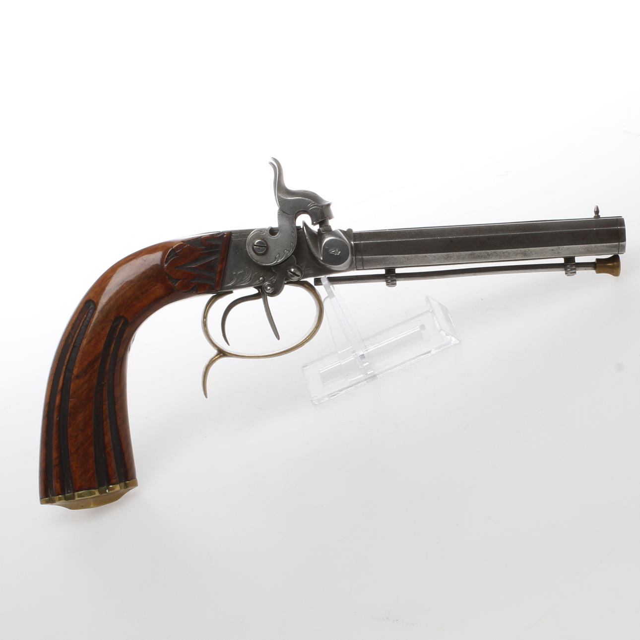 BUCKLE PISTOL, double barrel, England.