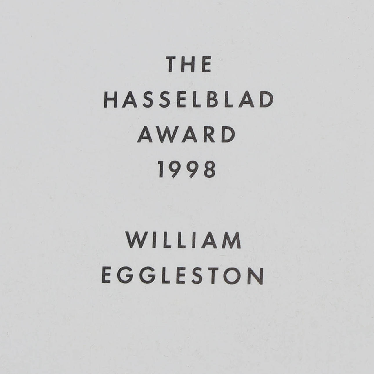 HARDCOVER BOOK, “The Hasselblad Award 1998