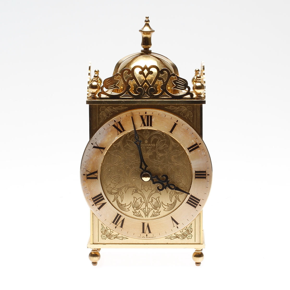 TISCHUHR, Messing. Junghans Ato-Mat, 1900er Jahre.