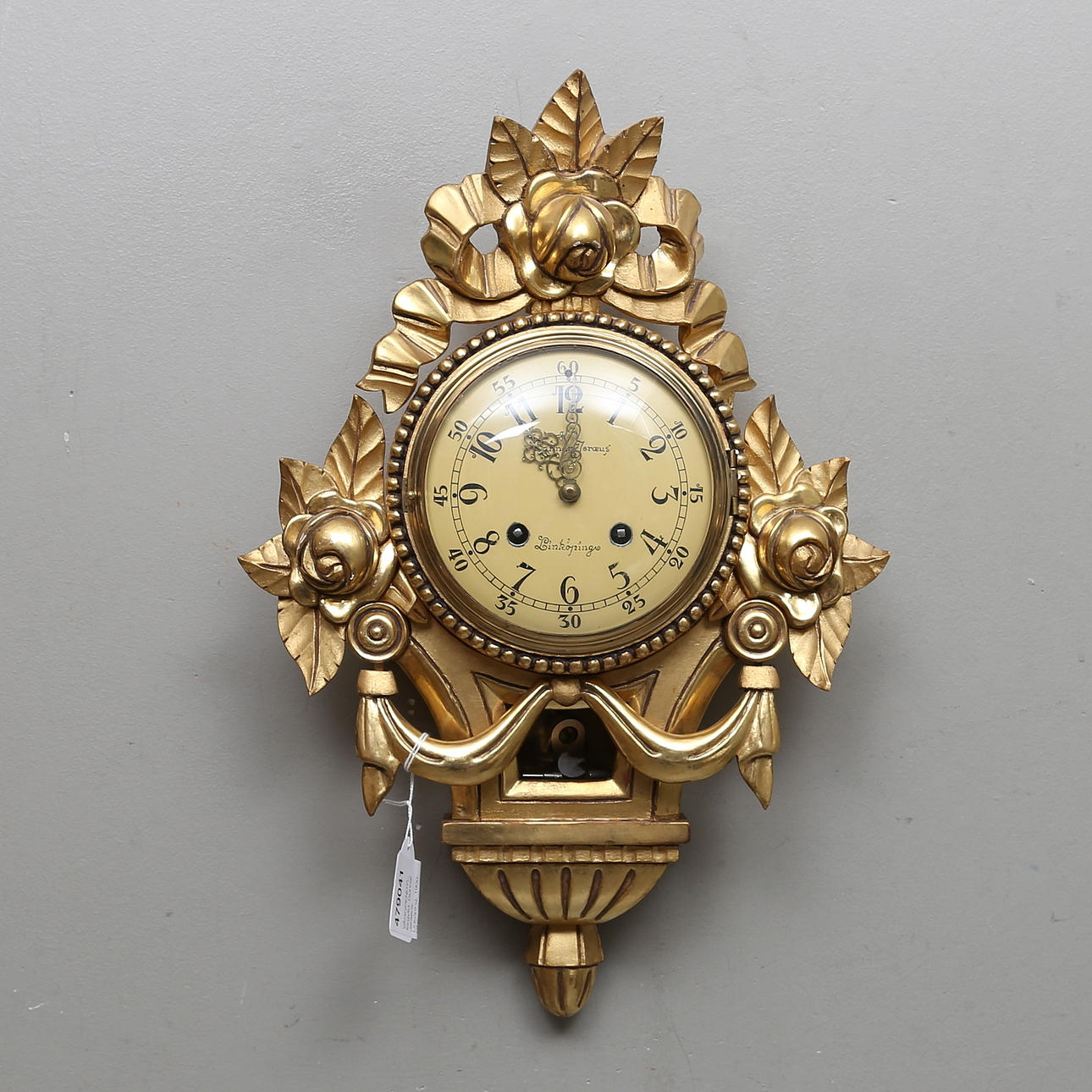 VÄGGPENDYL, förgylld. Gunnar Jeraeus, Linköping, 1900-tal.