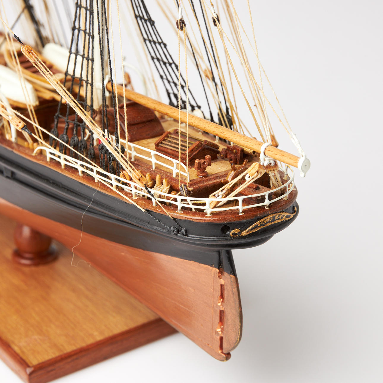 SHIP MODEL, “Cutty Sark”, three-masted, painted wood, metal details ...