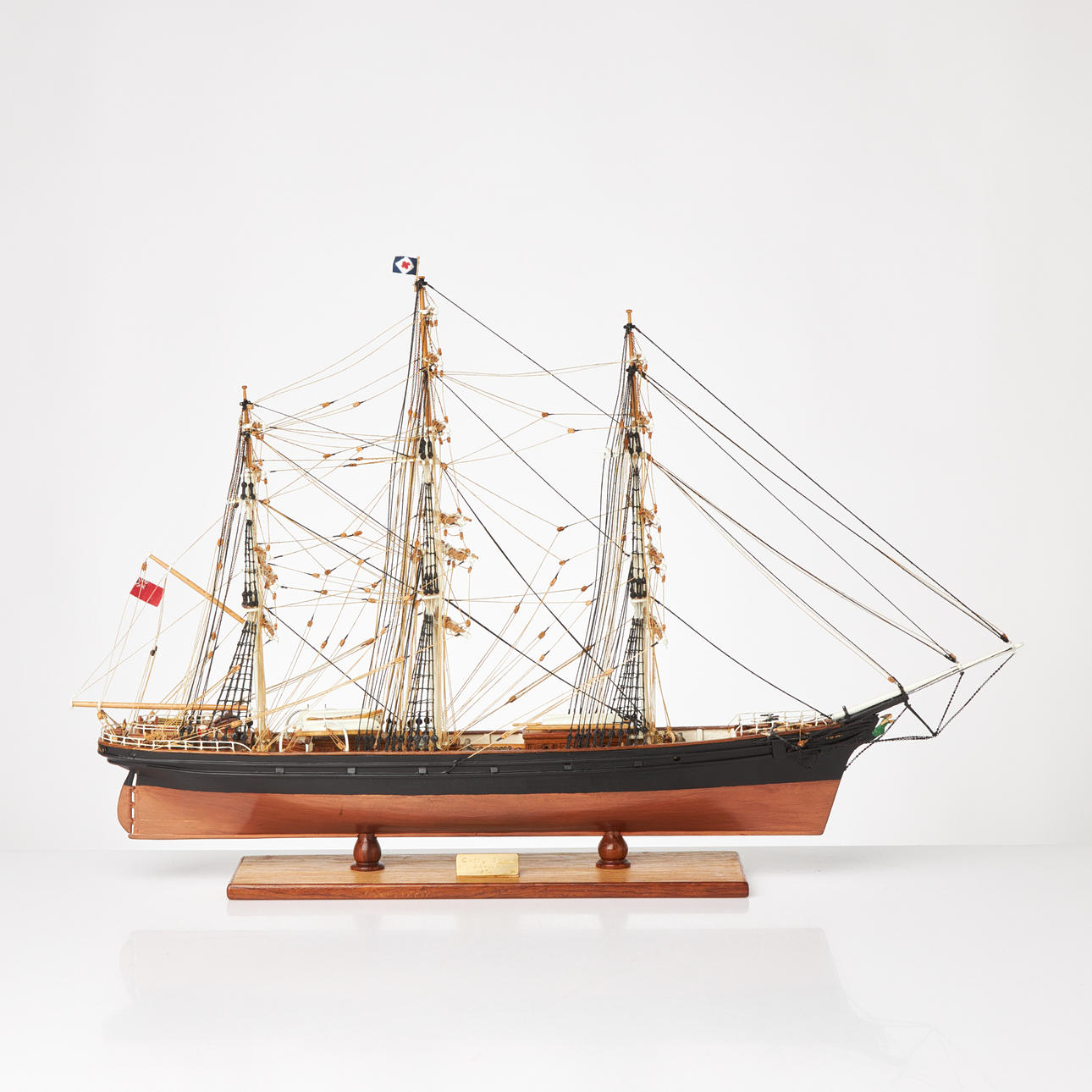 SHIP MODEL, “Cutty Sark”, three-masted, painted wood, metal details ...