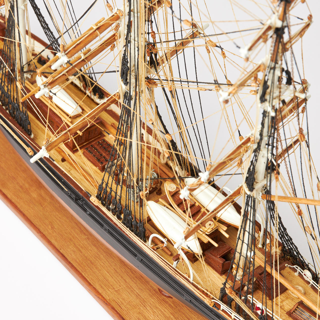 SHIP MODEL, “Cutty Sark”, three-masted, painted wood, metal details ...