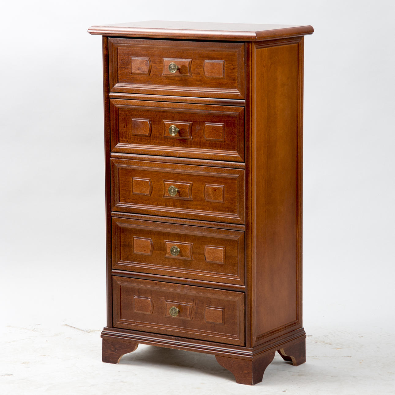 BYRÅ, 5-lådig, mahogny, engelsk stil, 1900-talets andra hälft.