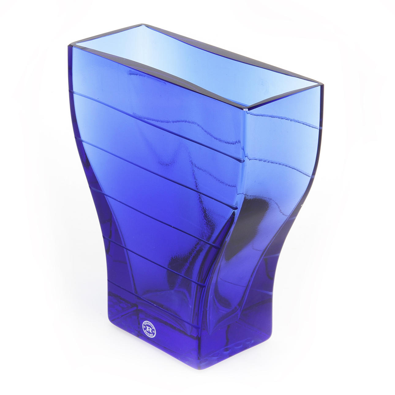 MARGARETA HENNIX. Vas, blått glas, Reijmyre, signerad.