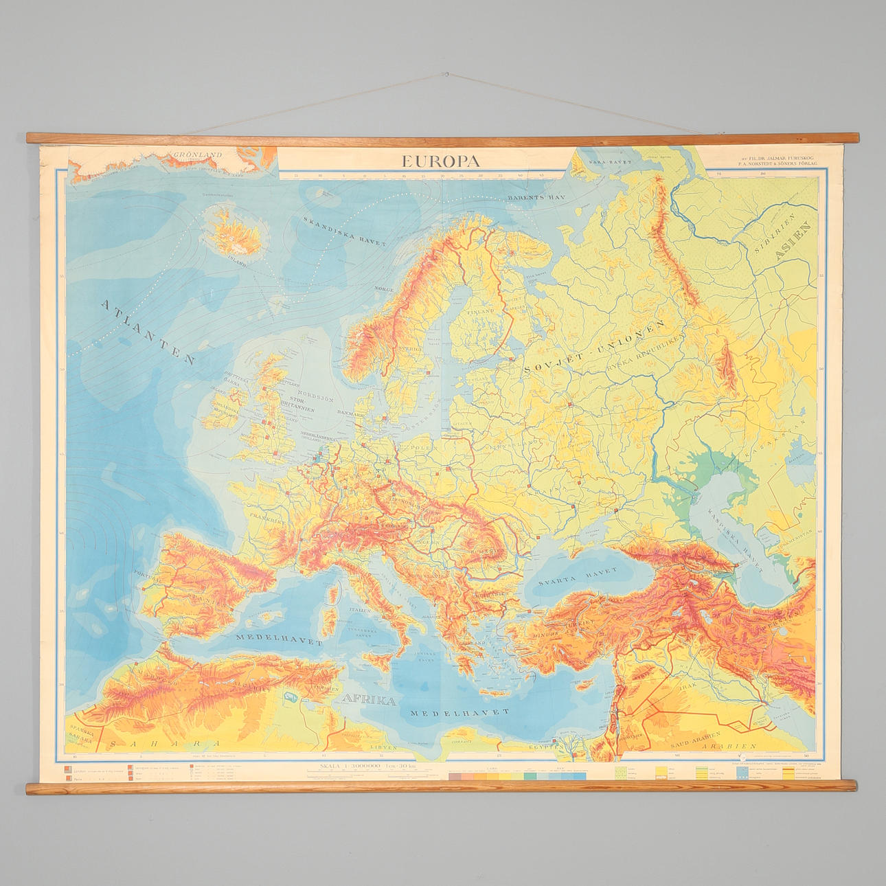 SKOLATLAS, Europas karta av Fil.dr Jalmar Furuskog.
