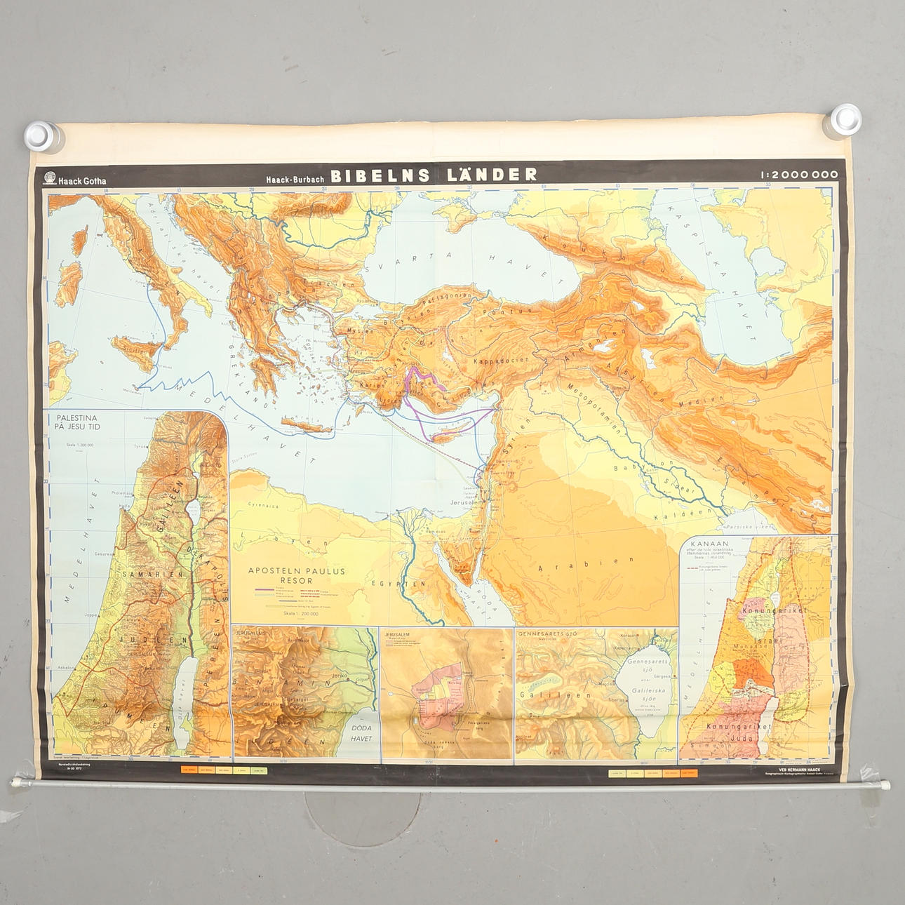 SKOLATLAS, Bibelns länder, HAACK-GOTHA, skala 1:200 000.