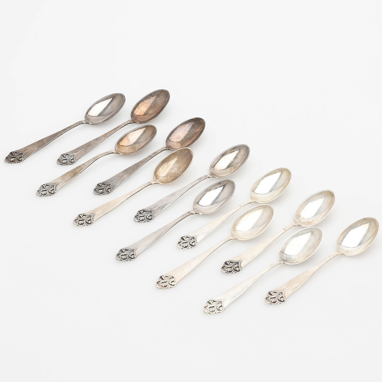 SPOONS, 12 pcs, silver, Norway, weight 98 gram, case.