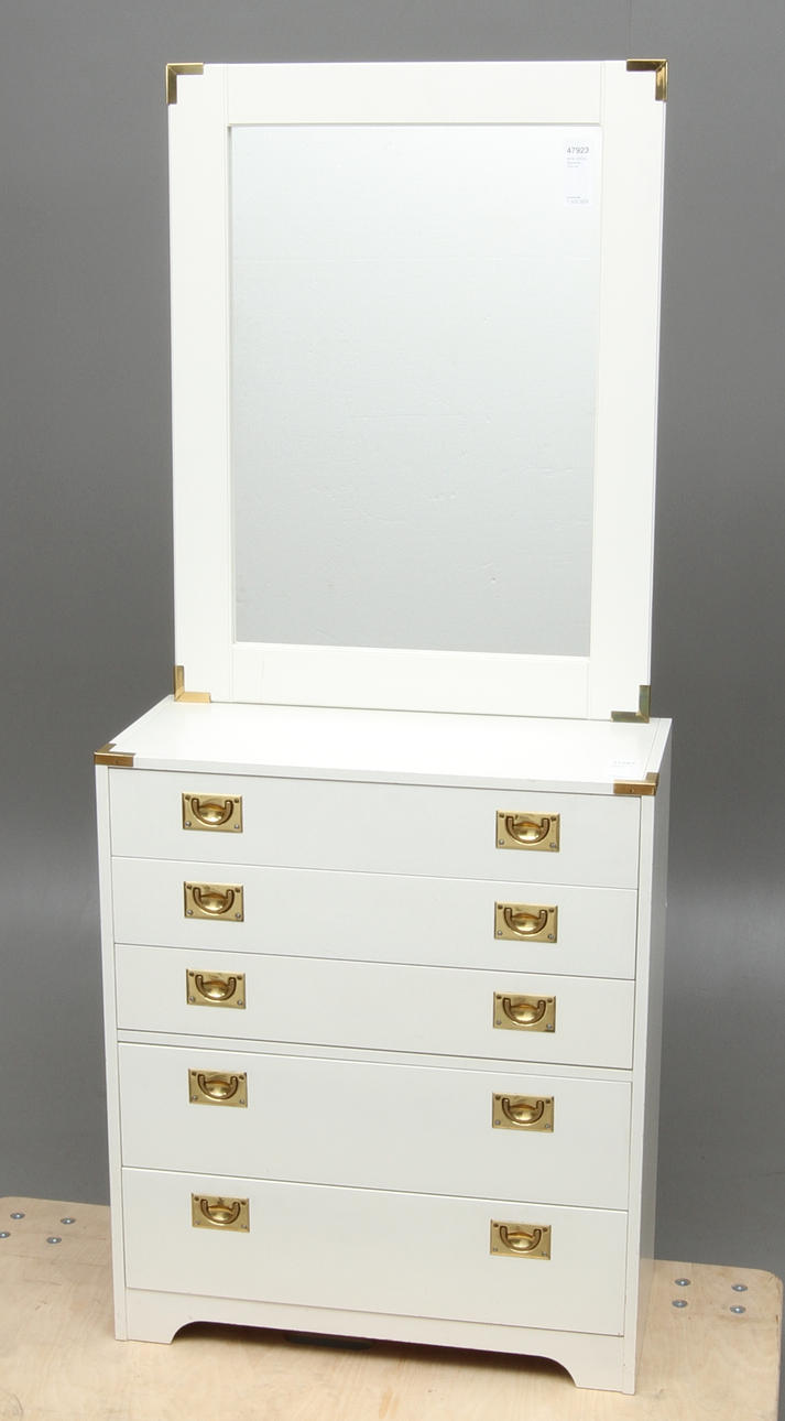 BYRÅ, SPEGEL, vitlackade, 1900-tal.