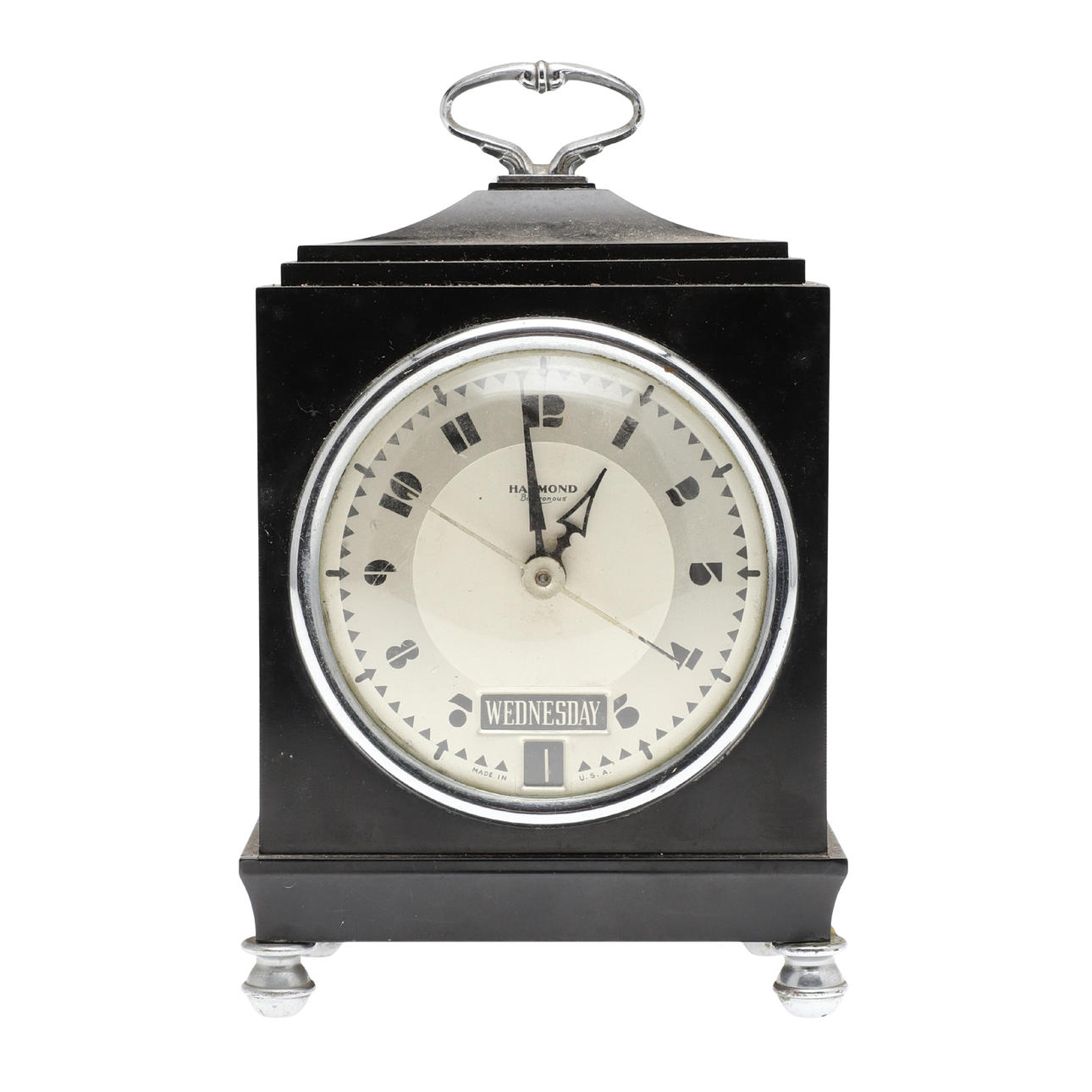 A HAMMOND BICHRONOUS ELECTRIC MANTEL CLOCK.