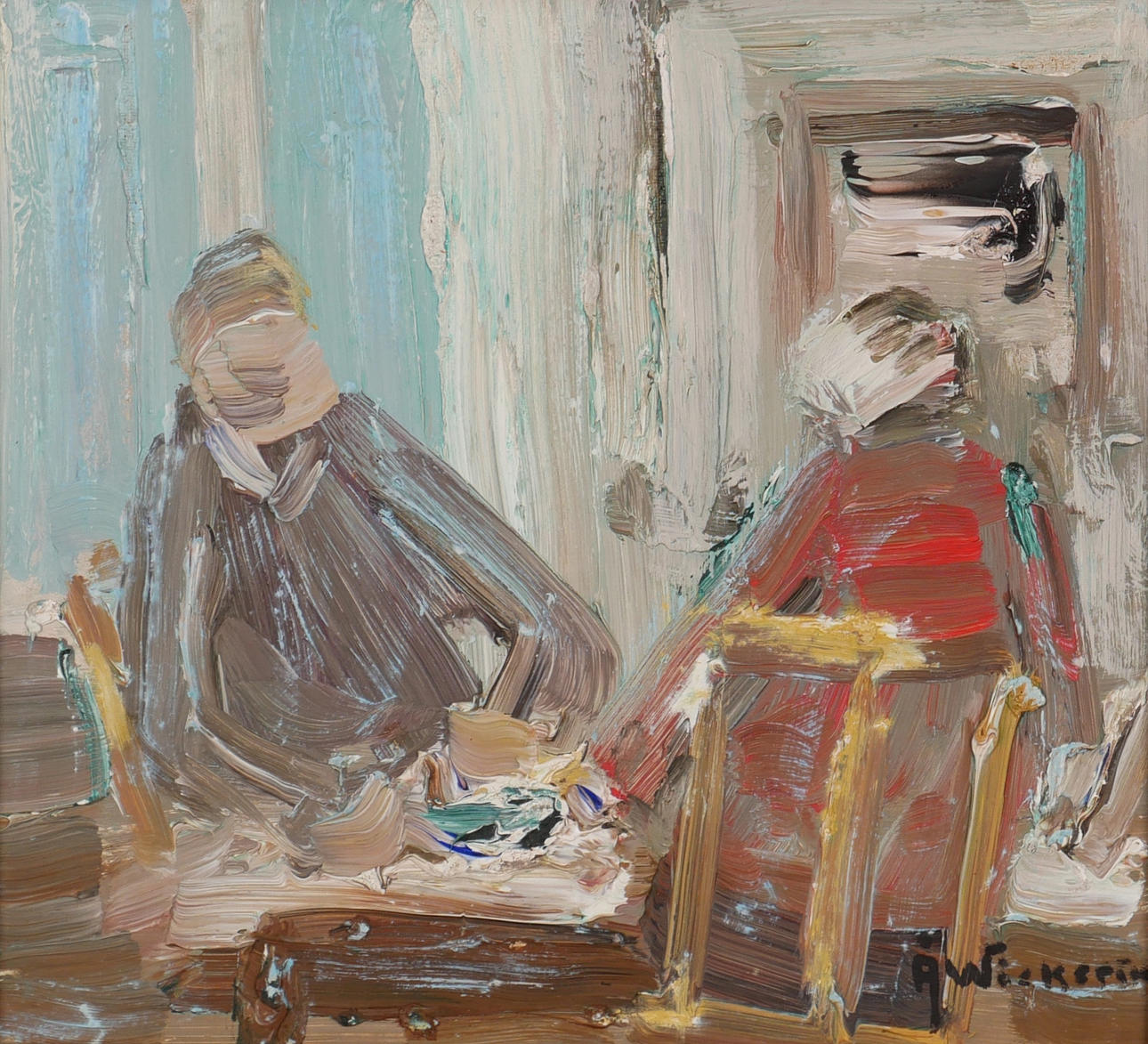 ÅKE WICKSTRÖM. Interior, oil on panel, signed Å Wickström.