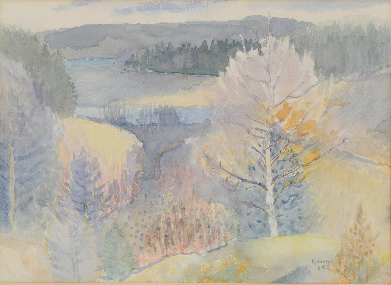 HARALD RISBERG. Winter landscape, watercolour, signed and dated 73.