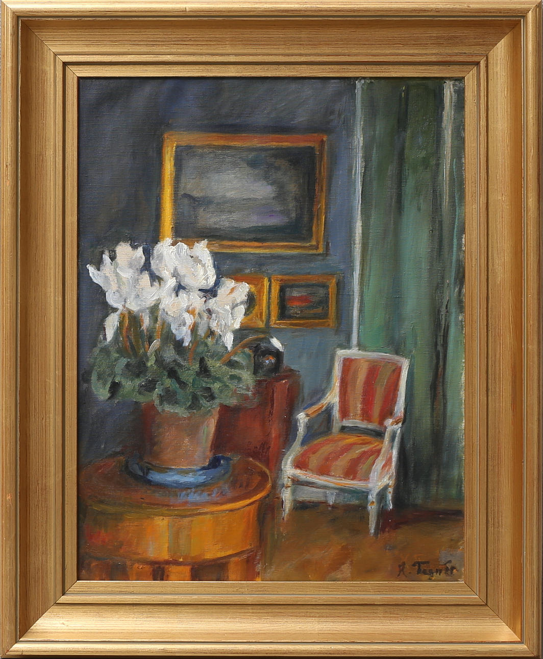HEDVIG TEGNÉR. Interiör. Olja på duk, signerad.