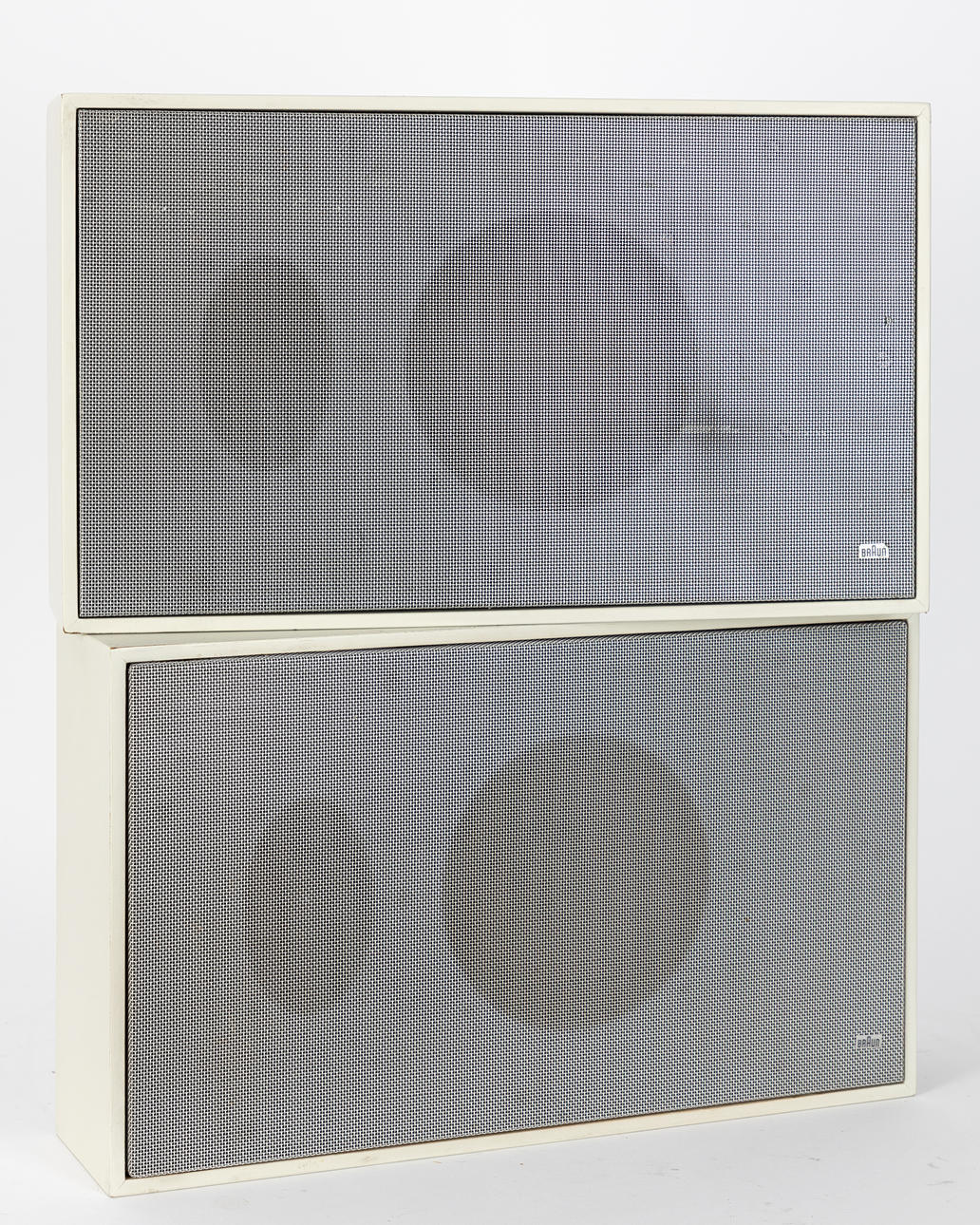 Dieter Rams for Braun, 2 L470 speakers in white (2). Miscellaneous